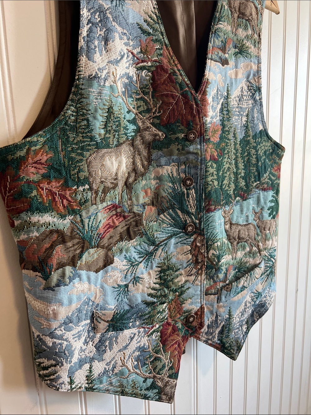 Lizsport vintage tapestry vest deer elk outdoors mountain - Picture 4 of 9